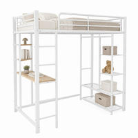 HOCHBETT 90/200 mit Schreibtisch, Regalen und Kleiderschrank in Weiß - Weiß, Holz/Metall (90/200cm) - EVRYAE