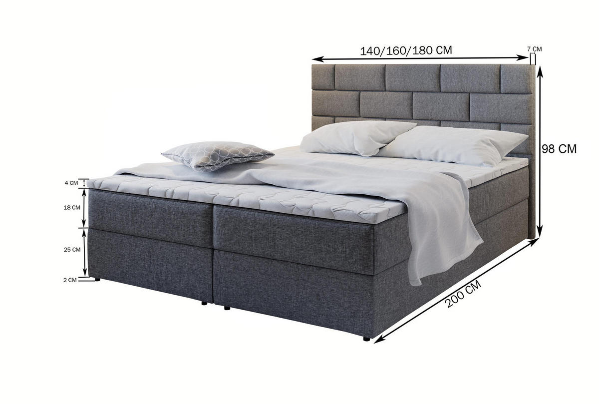 BOXBETT KERLO 180x200 cm mit Matratze und Topper - Beige - Beige, Holz (180/200cm) - MASSENO