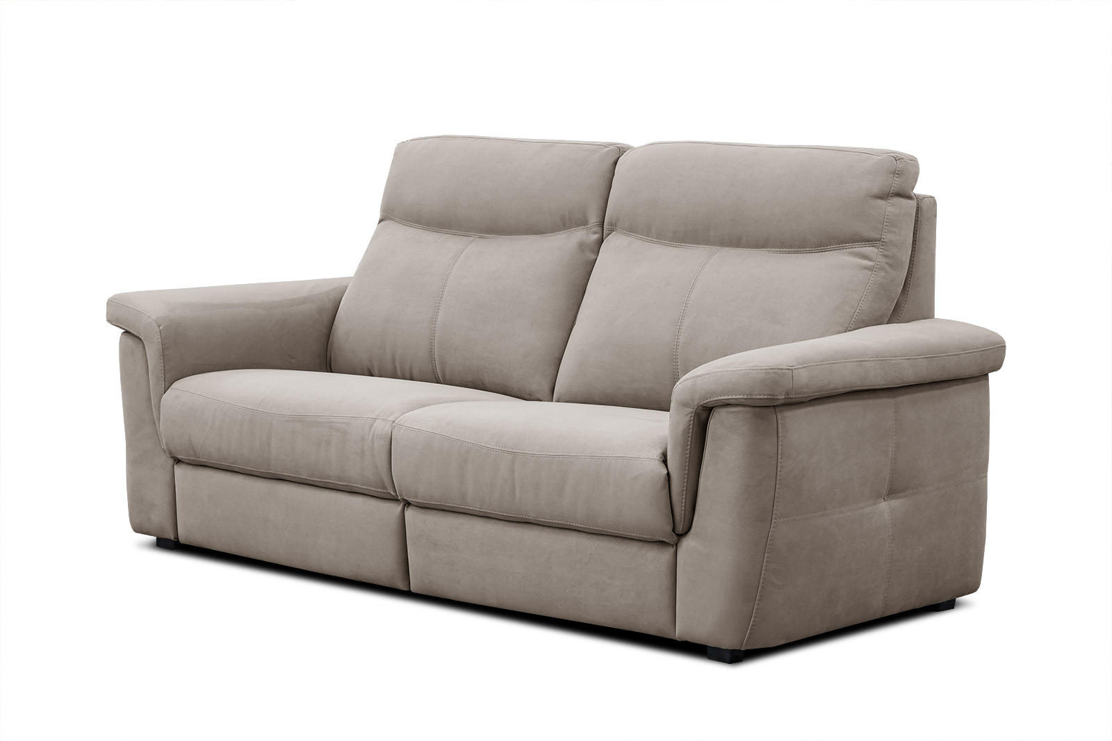 SOFA JONES 2-Sitzer mit 2 Relaxfunktionen, greige - Greige/Schwarz, Holz/Kunststoff (166/102/99cm) - Courtois Laville