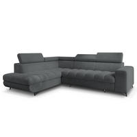 ECKSOFA MORIVA Q L-S Grau Boucle-Stoff mit Schlaffunktion - Grau, Holzwerkstoff/Textil (253/190cm) - MASSENO