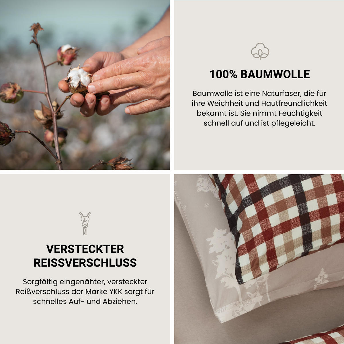 BETTWÄSCHESET James - Feinbiber - 2-teilig - 135 x 200 cm - Braun-Blau - Blau, Textil (135/200cm) - SCHIESSER