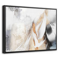 LEINWAND Bilder mit Rahmen - Luxus - Abstrakt - Gold - Weiß - 40x30 - Goldfarben, Textil (40/30cm) - MuchoWow
