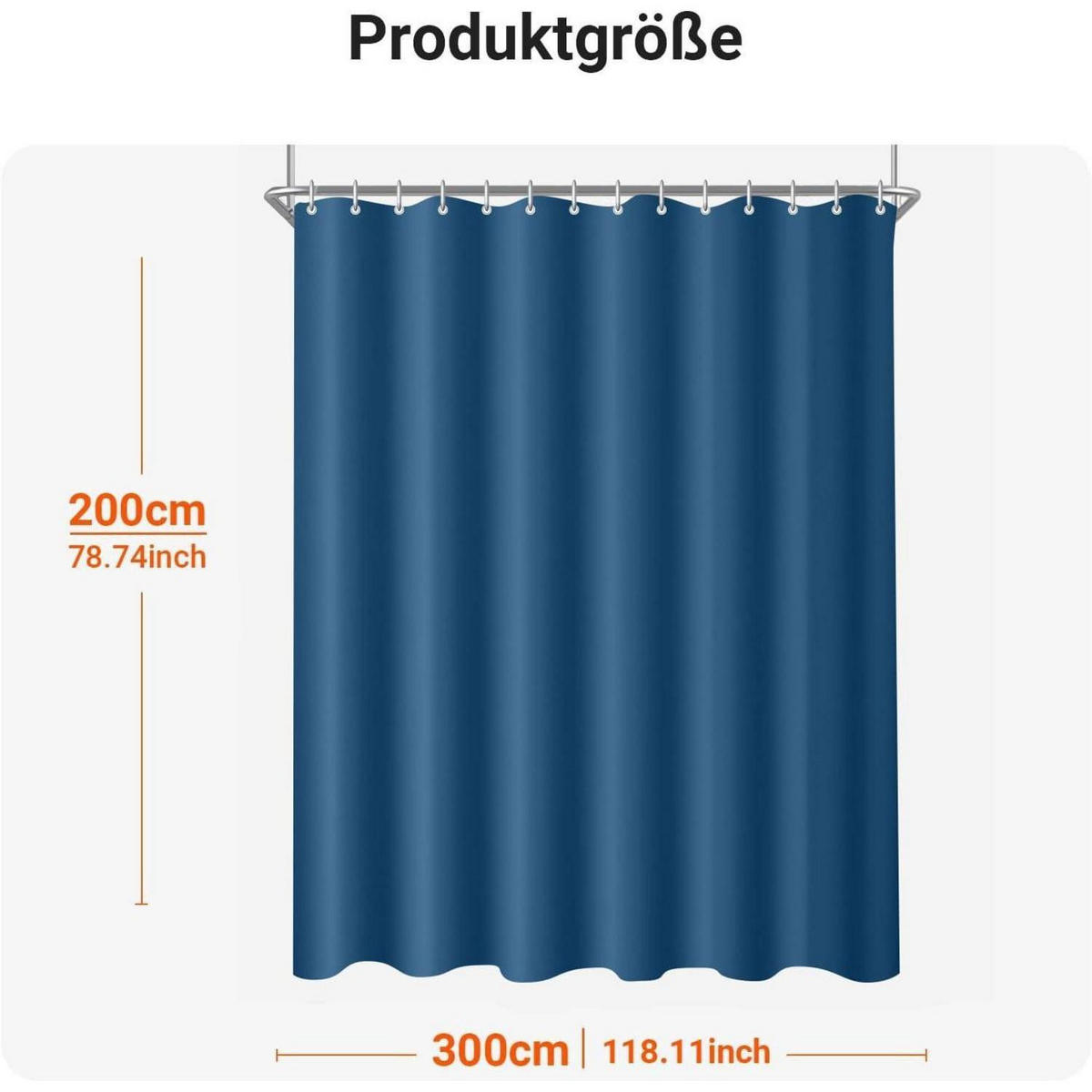 DUSCHVORHANG Dunkelblau 300 x 200 cm - Dunkelblau, Textil (300/200cm)