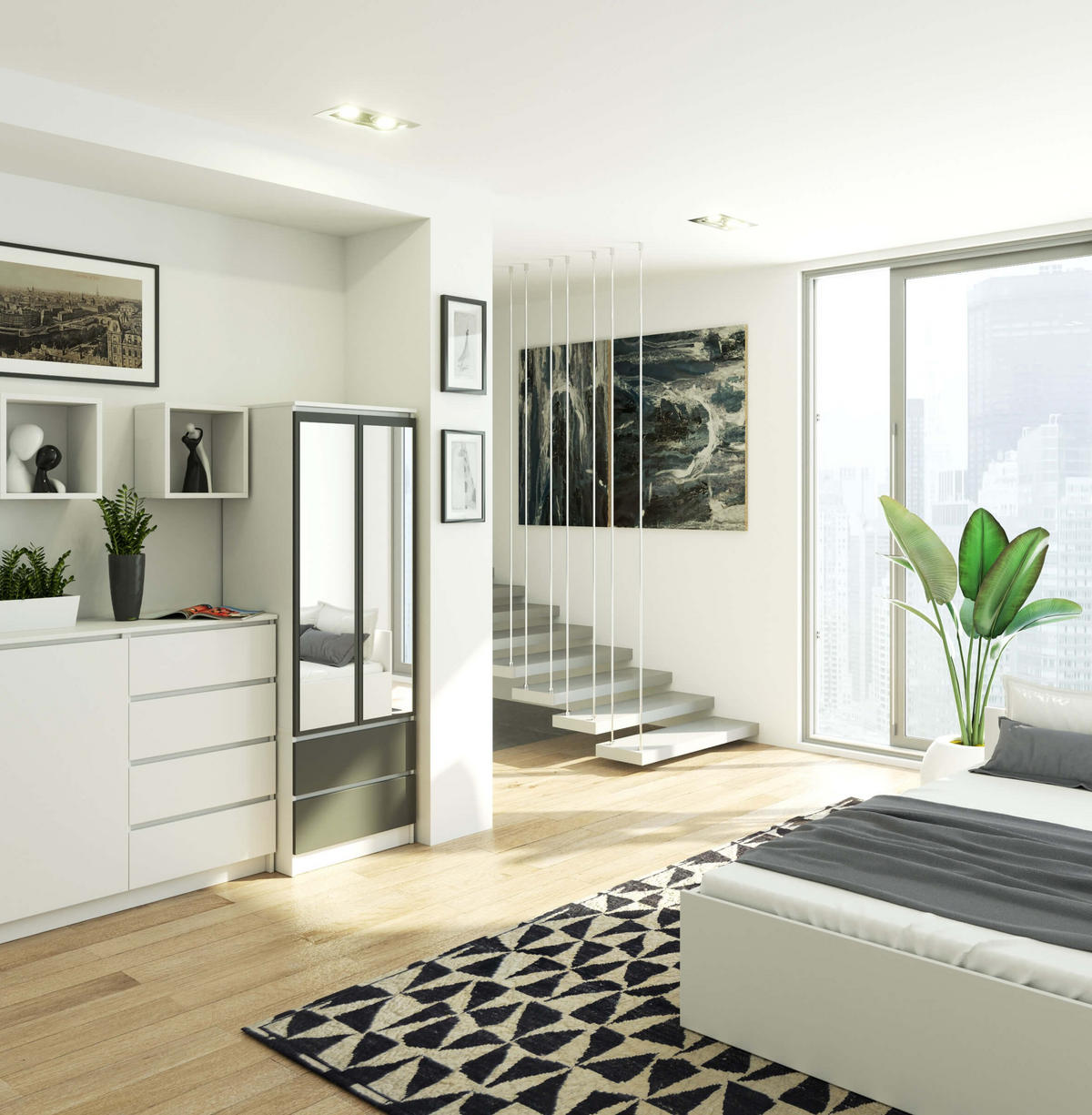 KLEIDERSCHRANK Weiß, Grau 60x51x180 cm - Graphitfarben/Weiß, Holzwerkstoff (60/180/51cm) - Akord