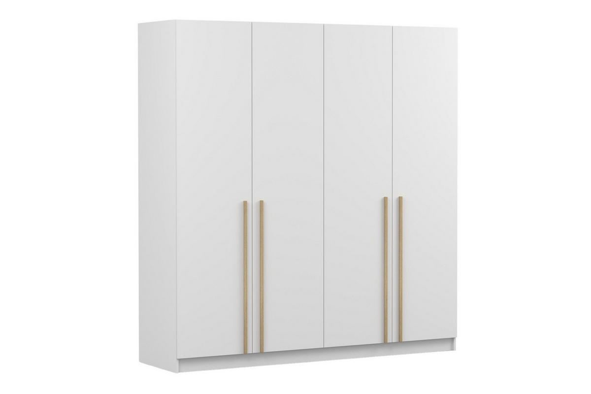KLEIDERSCHRANK SAVI 4D 200/210/57 cm in Weiß - Weiß, Holzwerkstoff (200/210/57cm) - Deine Möbel 24