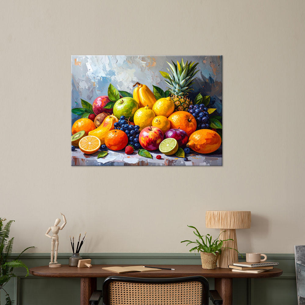 LEINWANDBILD Exotische Früchte Stillleben 90x60cm - Multicolor, Textil (90/60cm) - Feeby