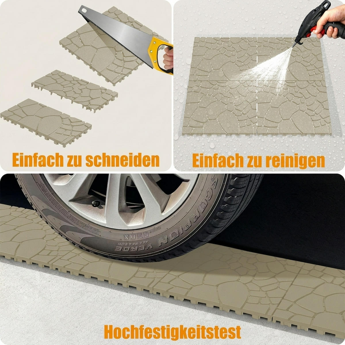 TERRASSENFLIESE 30.5/30.5/2 Beige, 12"x12" Quadratisch, Plastik 44 Stück - Beige, Kunststoff (30/30/2cm) - Oxeza