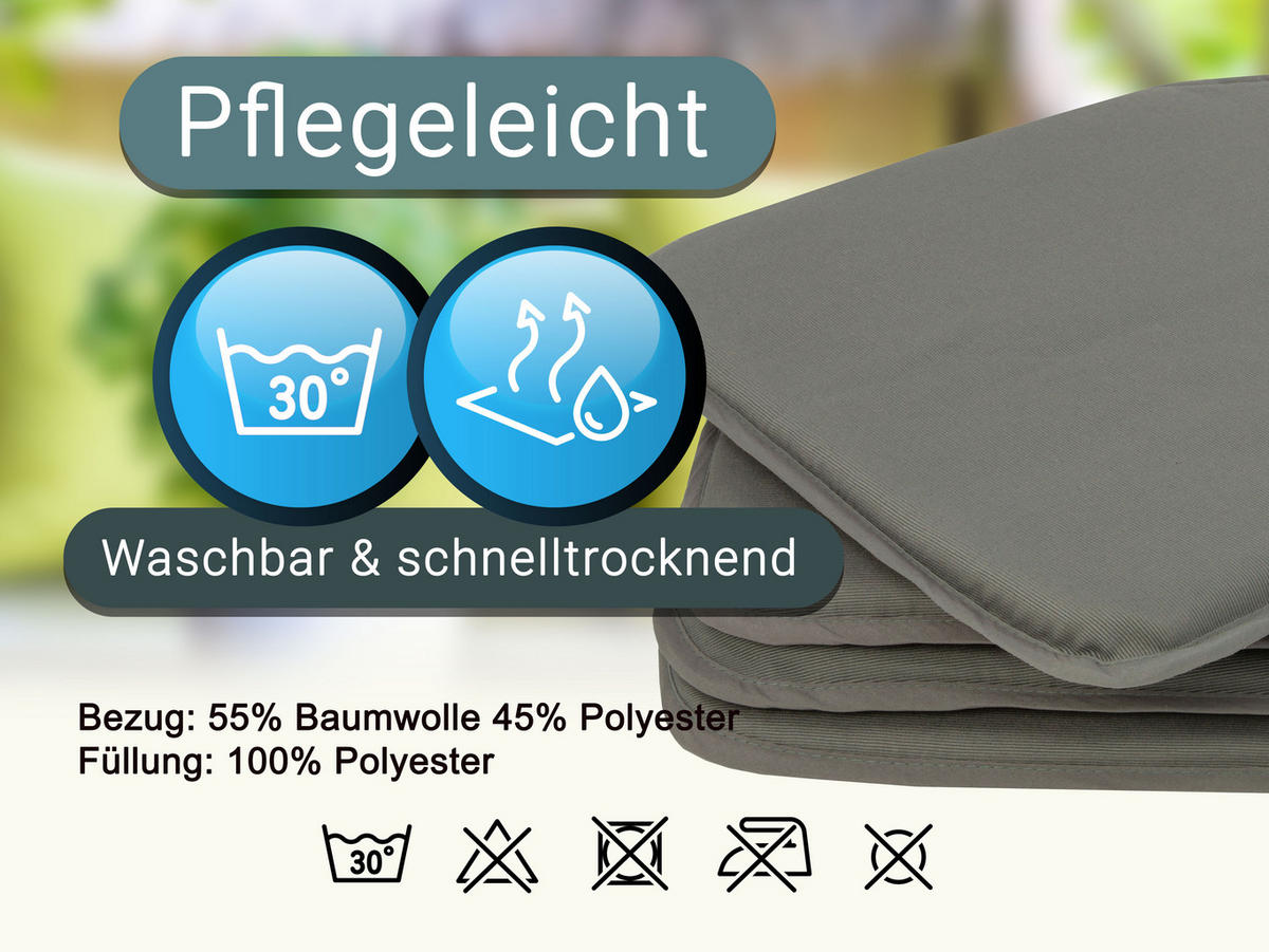 STUHLKISSEN, 4er-Set, 38x38 cm, 85% Polyester, 15% Polyamid, Grau - Anthrazit, Textil (38/38/2cm) - Zollner