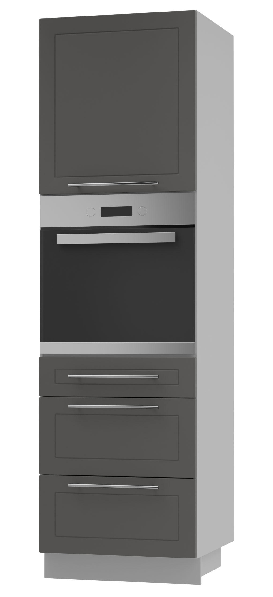 BACKOFEN-HOCHSCHRANK Kvantum D14/RU/3A Graphit Matt / Grau Matt 60 / 59 / 207cm - Graphitfarben/Grau, Holz/Holzwerkstoff (60/207/59cm) - Feldmann-Wohnen