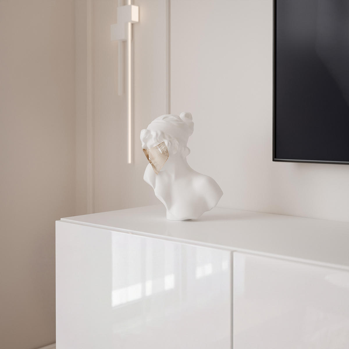 WOHNWAND ANGEL I Weiß glänzend hängend mit LED-Beleuchtung 200 cm - Weiß Hochglanz, Holzwerkstoff (200/36/40cm) - Idohome