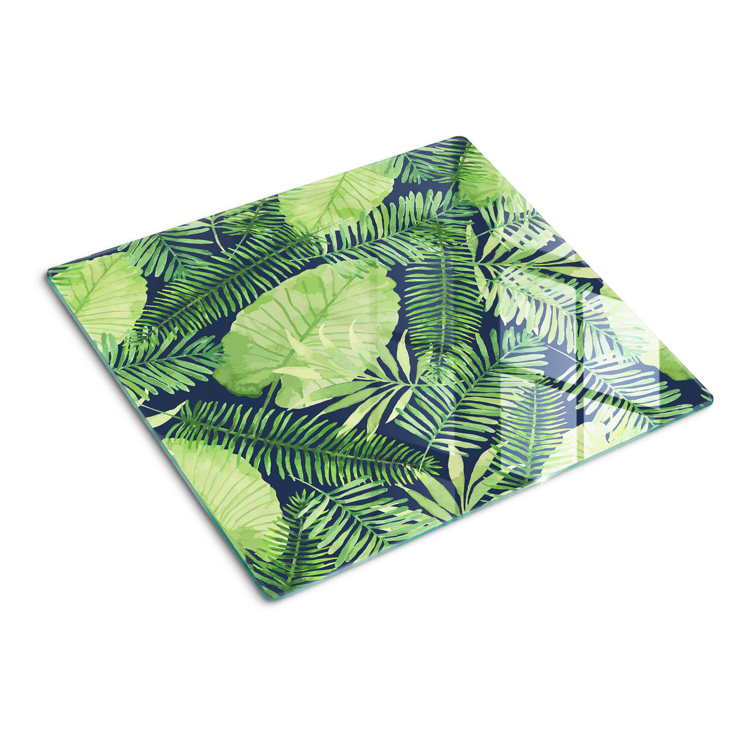 GLASPLATTE 60x52 cm Tropische Blätter - Grün, Glas (60/0.4/52cm) - TULUP