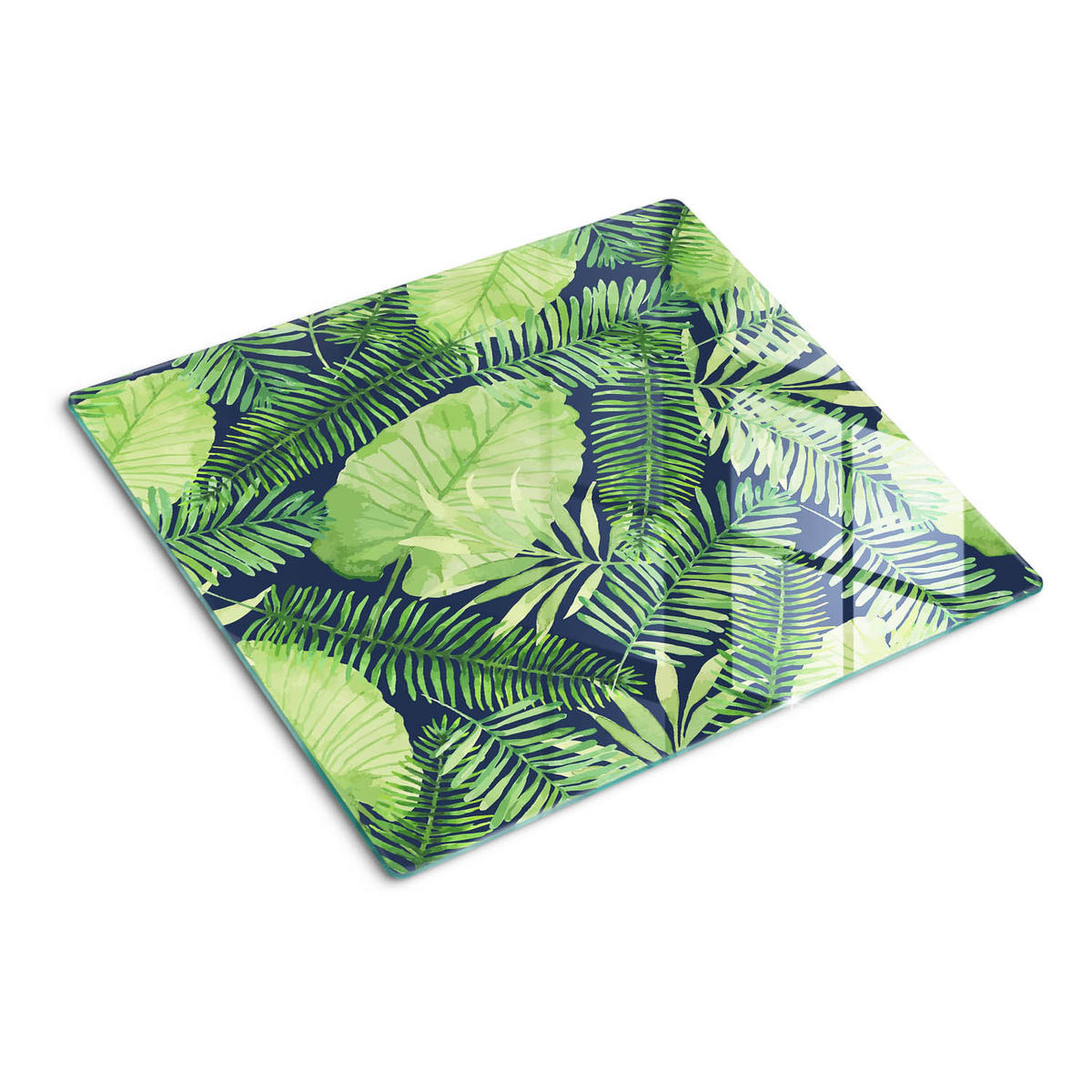GLASPLATTE 60x52 cm Tropische Blätter - Grün, Glas (60/0.4/52cm) - TULUP