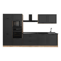 KÜCHENZEILE R-Line, Anthrazit Landhaus/Goldkraft Eiche, 340 cm Arbeitsplatte Anthrazit - Eichefarben/Anthrazit, Holzwerkstoff (340/206.8/60cm) - Vicco