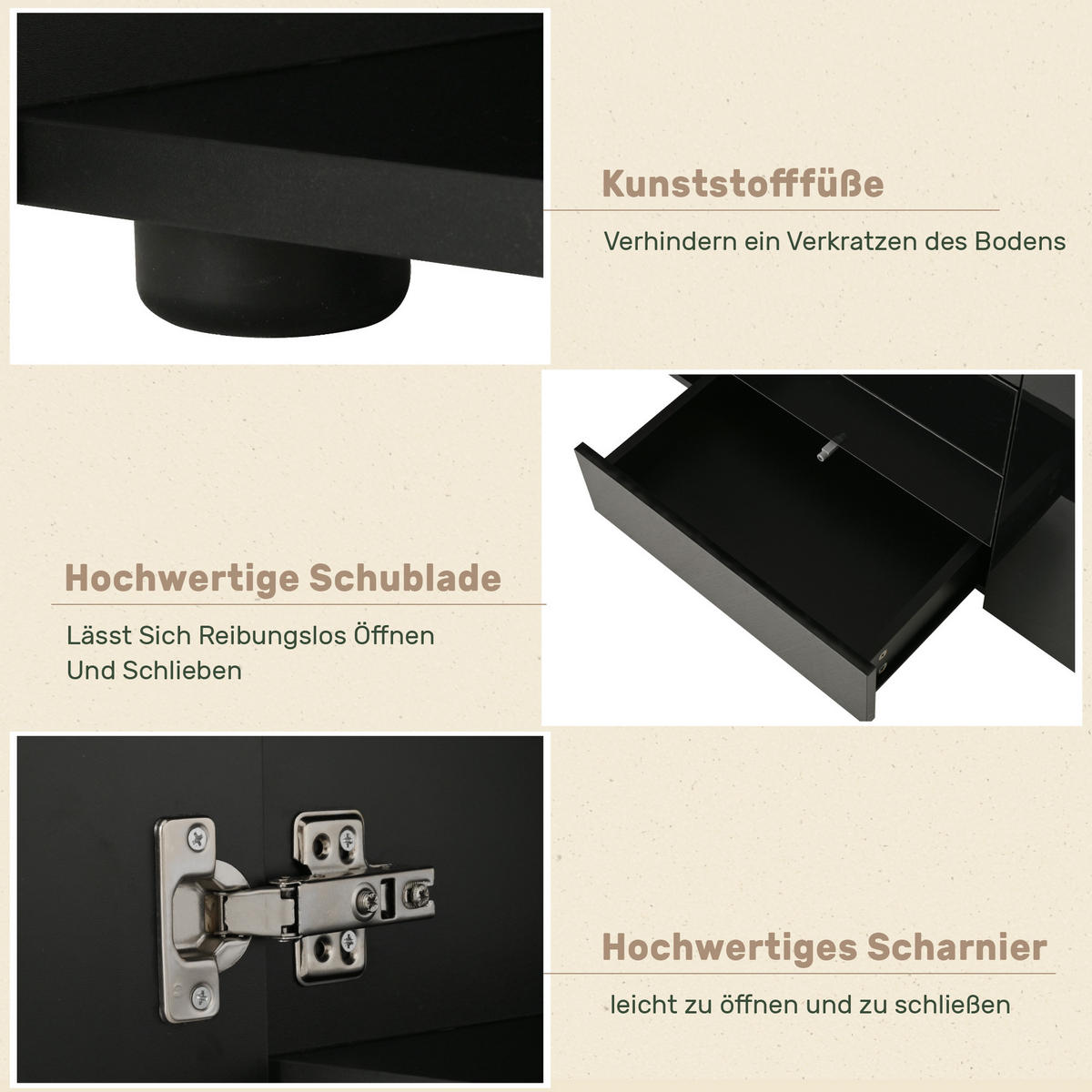 SIDEBOARD LED Schwarz Hochglanz Mehrzweckschrank Stauraum - Schwarz, Holzwerkstoff (35/70/160cm) - FLIEKS