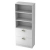 HÄNGEREGISTER Kombi - 2 Schübe 42/80/200,4 cm in Weiß Streifengriff (Kunststoff) - Weiß, Holzwerkstoff (80/200.4/42cm) - bümö