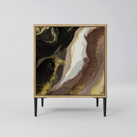 SIDEBOARD GOLD DUST, Eichefarben, 57,5x42x72,5 cm, Schwarze Metallfüße - Eichefarben/Multicolor, Holzwerkstoff/Metall (57.5/72.5/42cm) - SpaceRebels