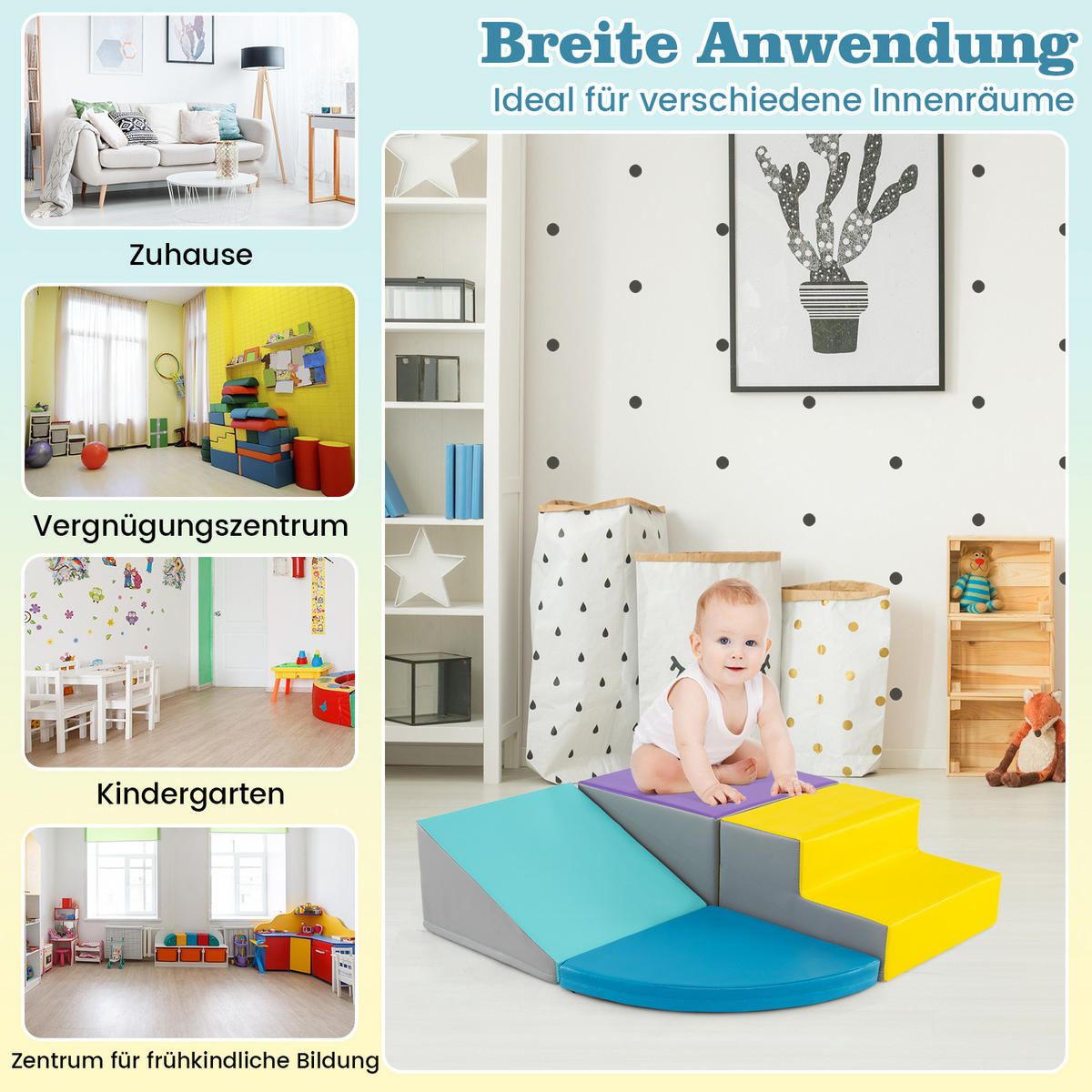 SOFTBAUSTEINE Marineblau (4-teilig) - Dunkelblau, Leder (46/25/46cm) - COSTWAY