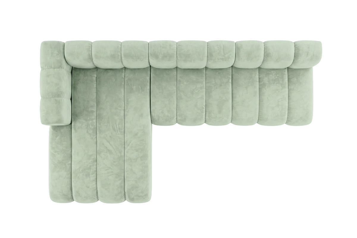 ECKSOFA Modulares In L-Form, Velvet-Stoff Riviera, Mintz, Links, GRAND 295 cm - Mintgrün, Holz (295/179cm) - Kaiser Möbel