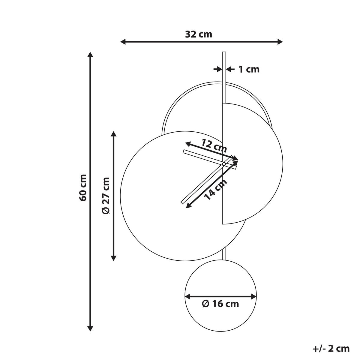 CEAS DE PERETE 32 cm metal gri Nendaz - gri, metal (32/60/2cm) - Beliani