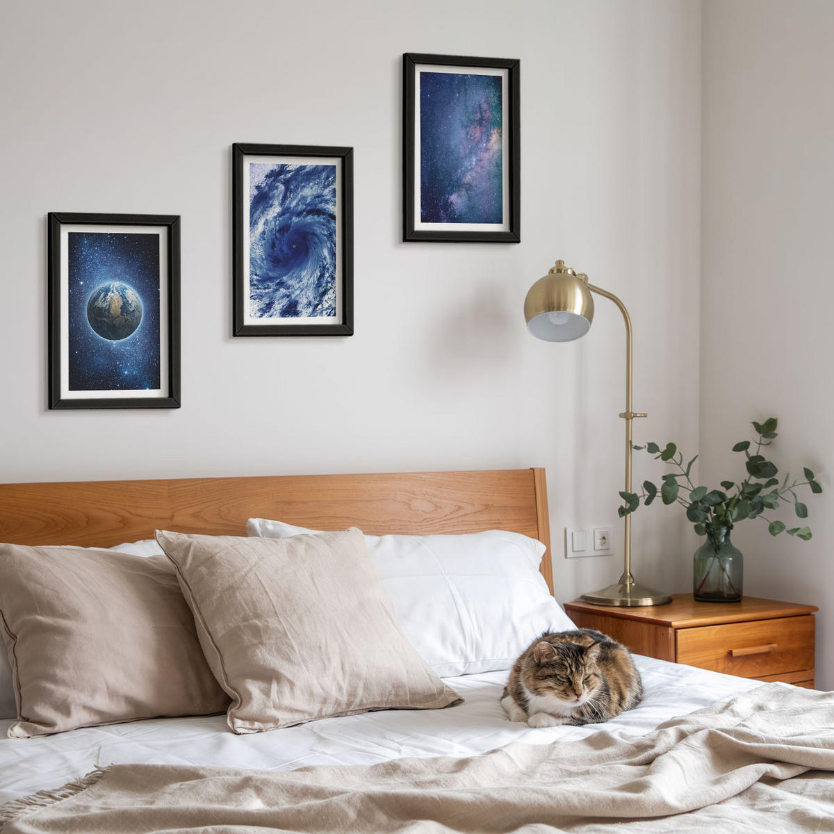 BILDER SET 3er Set - 20x30 cm Schwarzer Rahmen - Erde Weltraumsturm Galaxie - Schwarz, Kunststoff (20/30cm) - TULUP