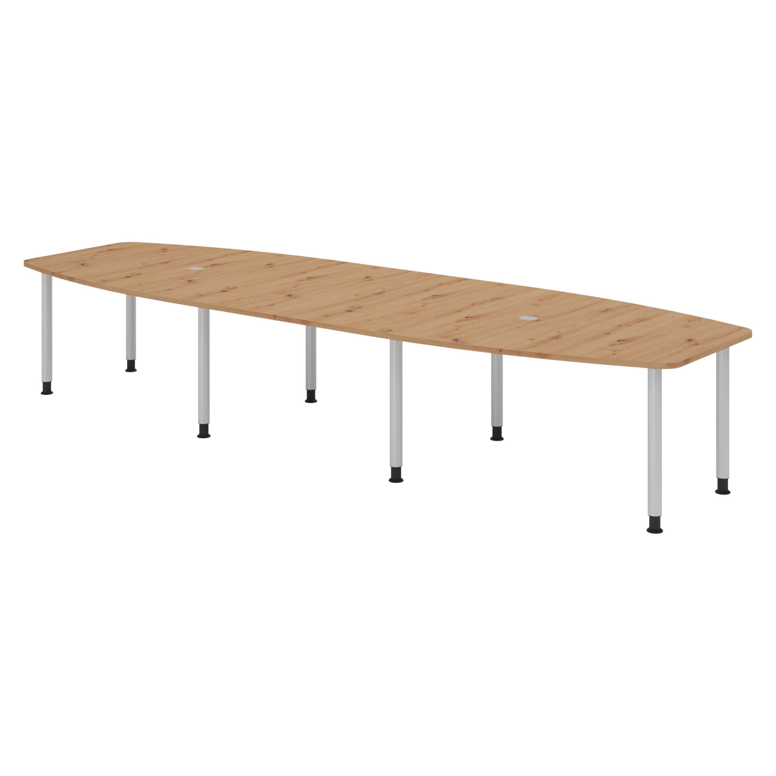 bümö Konferenztisch Wildeiche, Silber 400x74x130 cm