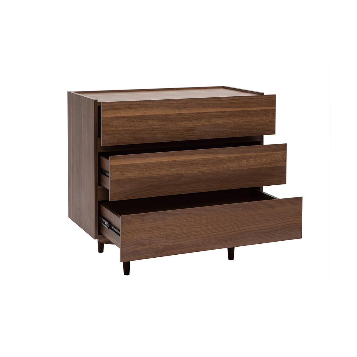 KOMMODE Dunkles Holz 3 Schubladen B80 cm SANAA - Walnussfarben, Holz (41/75.5/80cm) - Miliboo