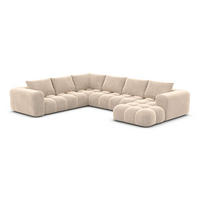 WOHNLANDSCHAFT Casaluna U-Form Creme Samtstoff - Creme, Kunststoff (338/88/267cm)