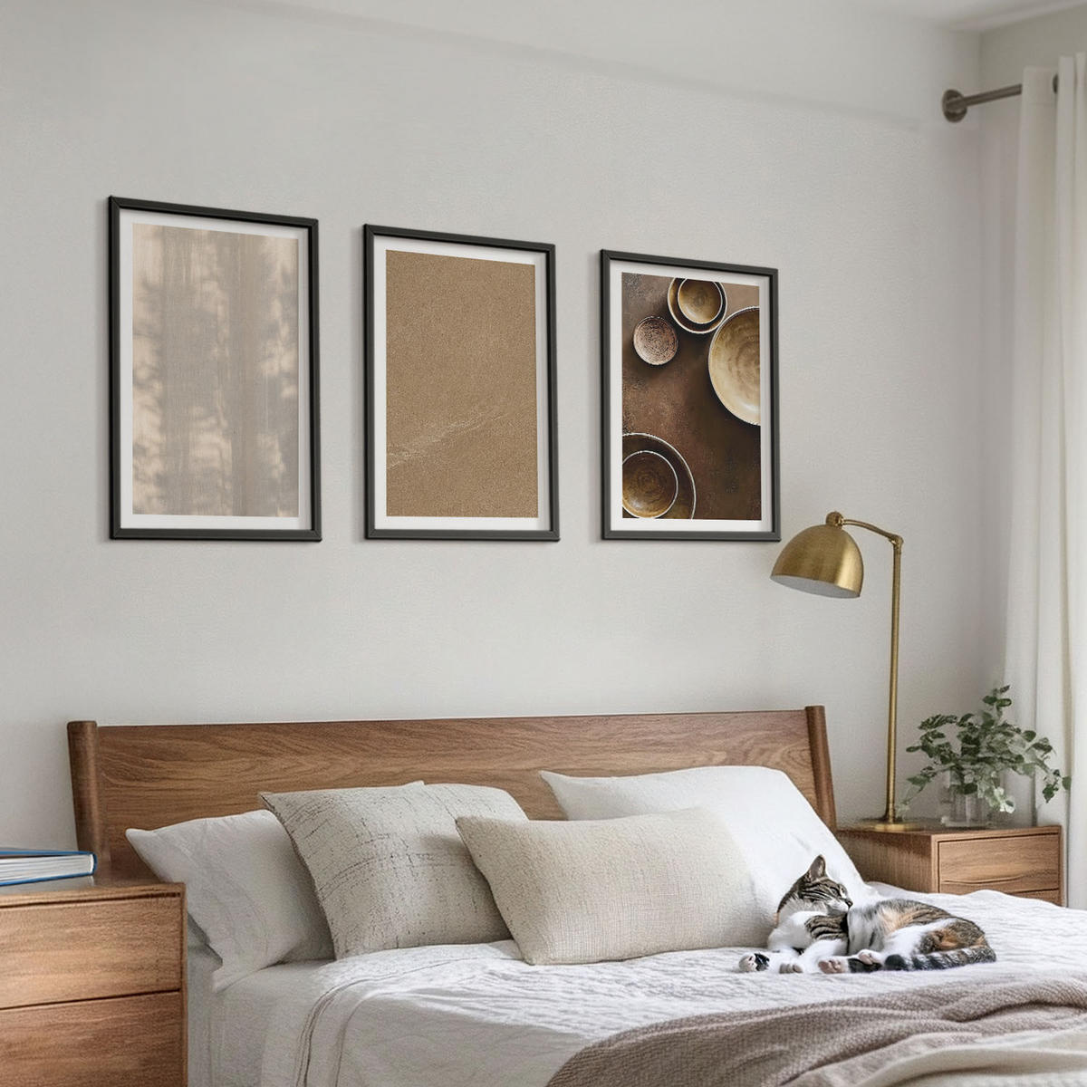 WANDBILDER 3er-Set - 40x60 cm Schwarzer Rahmen - Minimalistische Texturstrukturen - Schwarz, Kunststoff (40/60cm) - ArtPrintCave