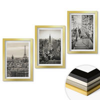 WANDBILDER 3er Set - 20x30 cm Goldrahmen - Aussicht Paris New York Treppen - Goldfarben, Kunststoff (20/30cm) - ArtPrintCave