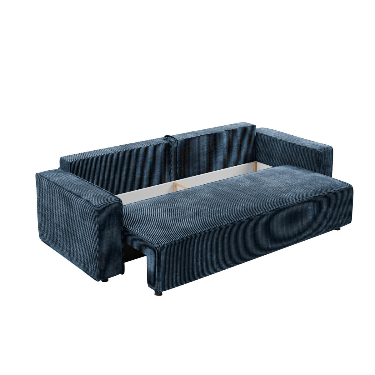 SCHLAFSOFA BRIK 3-Sitzer Cord Poso Meerblau - Schlaffunktion DL & Bettkasten - Dunkelblau, Textil (238/94/94cm) - Excellent Home