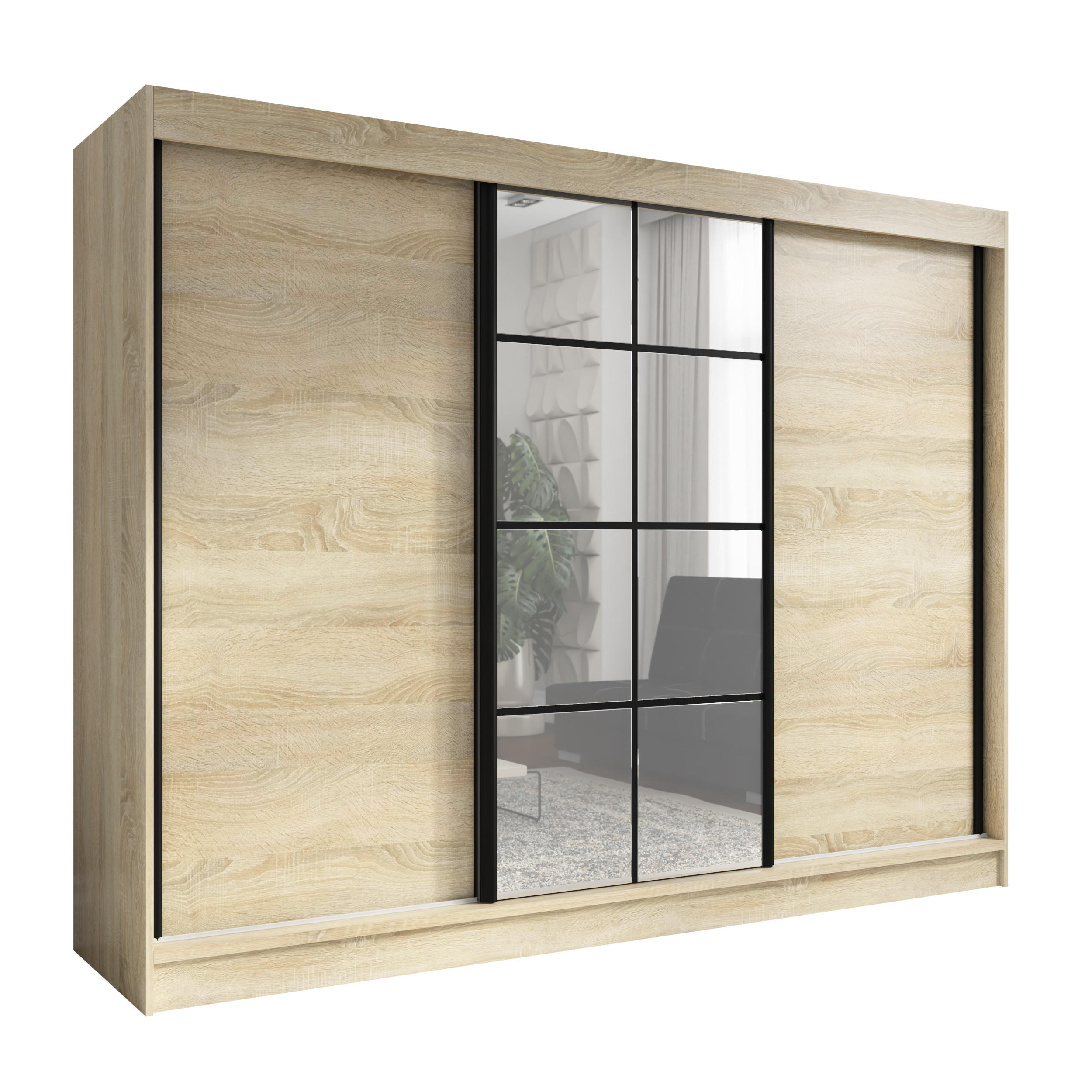 SCHWEBETÜRENSCHRANK 200 CM ORAVELLE Farbe: Sonoma - Braun, Holzwerkstoff (200/215/59.5cm) - A&J MöbelLand