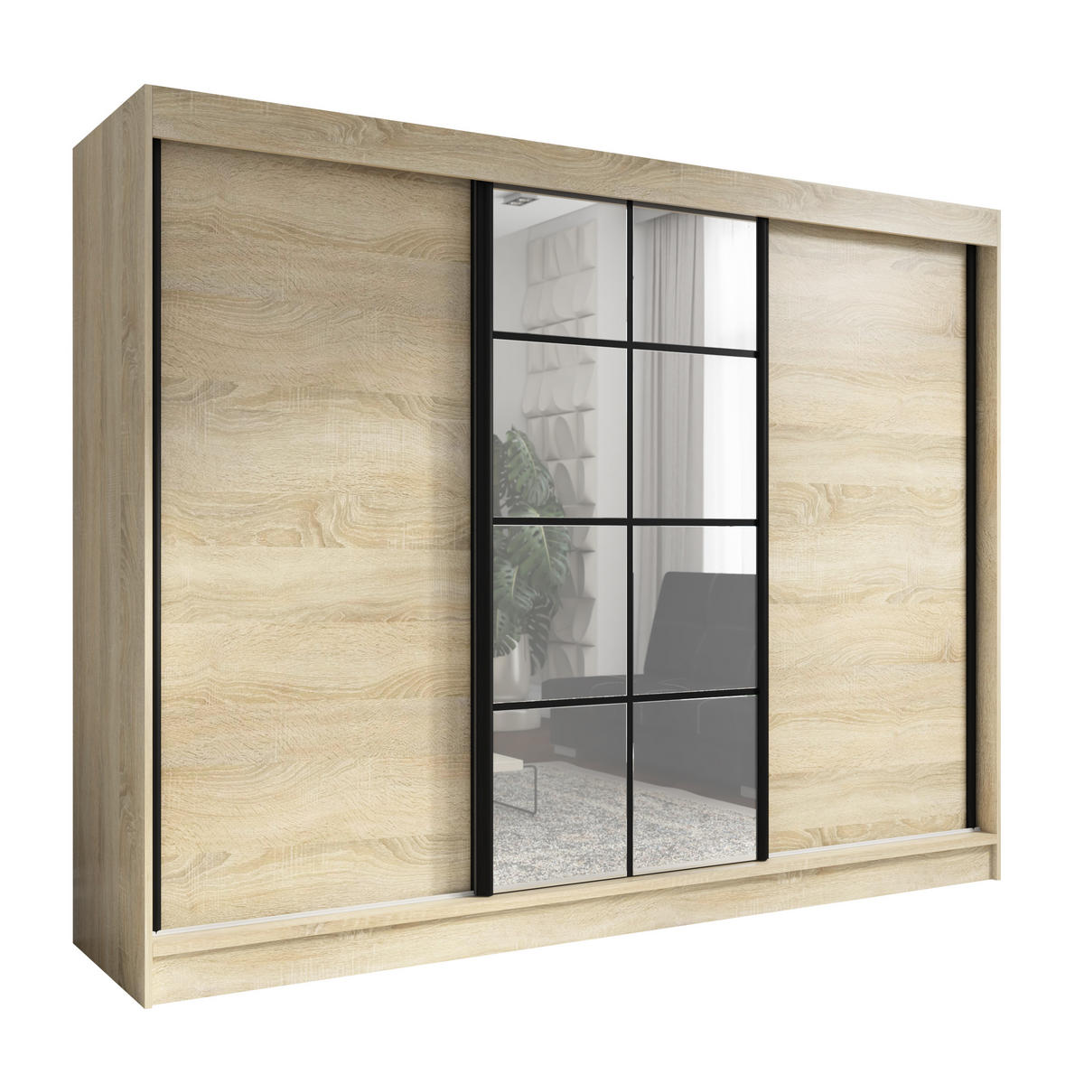 SCHWEBETÜRENSCHRANK 200 CM ORAVELLE Farbe: Sonoma - Braun, Holzwerkstoff (200/215/59.5cm) - A&J MöbelLand