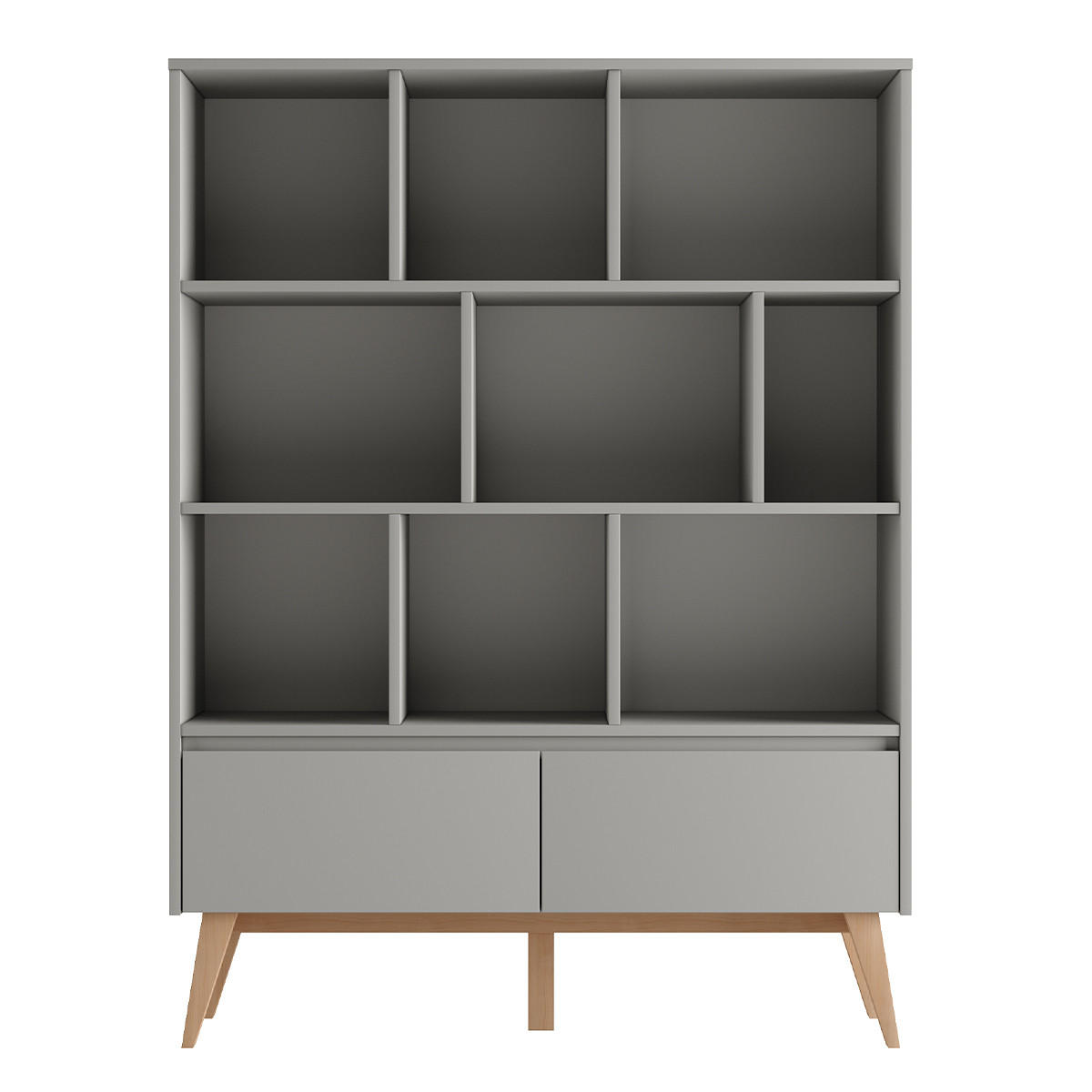 KNIHOVNA Swing Šedá a dřevo - šedá, kompozitní dřevo (120/160/42cm) - Petits-meubles