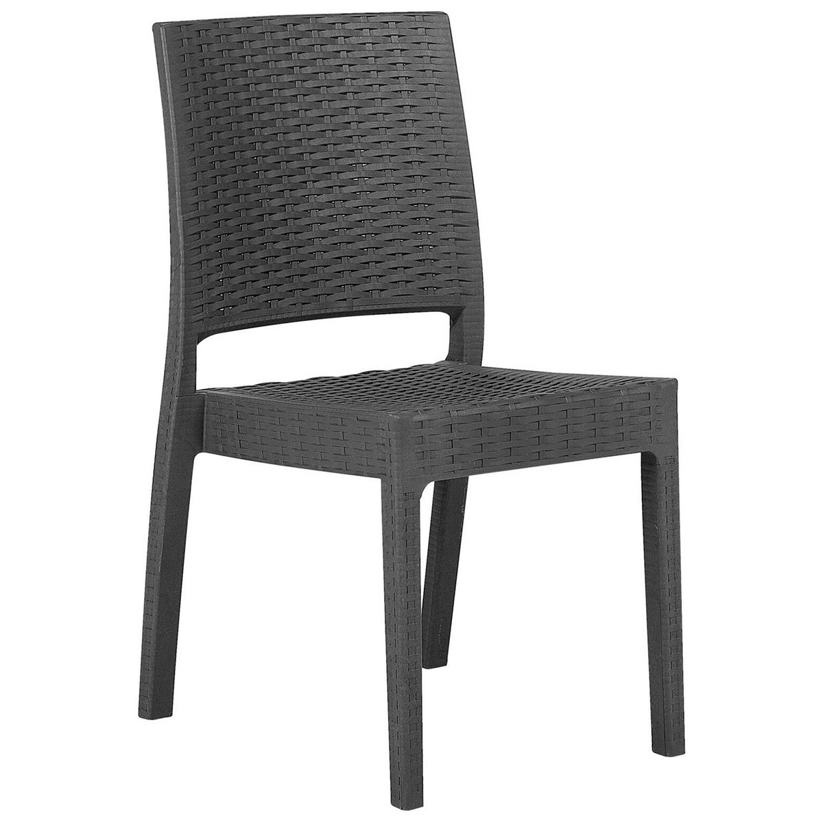 GARTENMÖBEL SET 6-Sitzer Rattanoptik graphitgrau Fossano - Grau, Kunststoff - Beliani