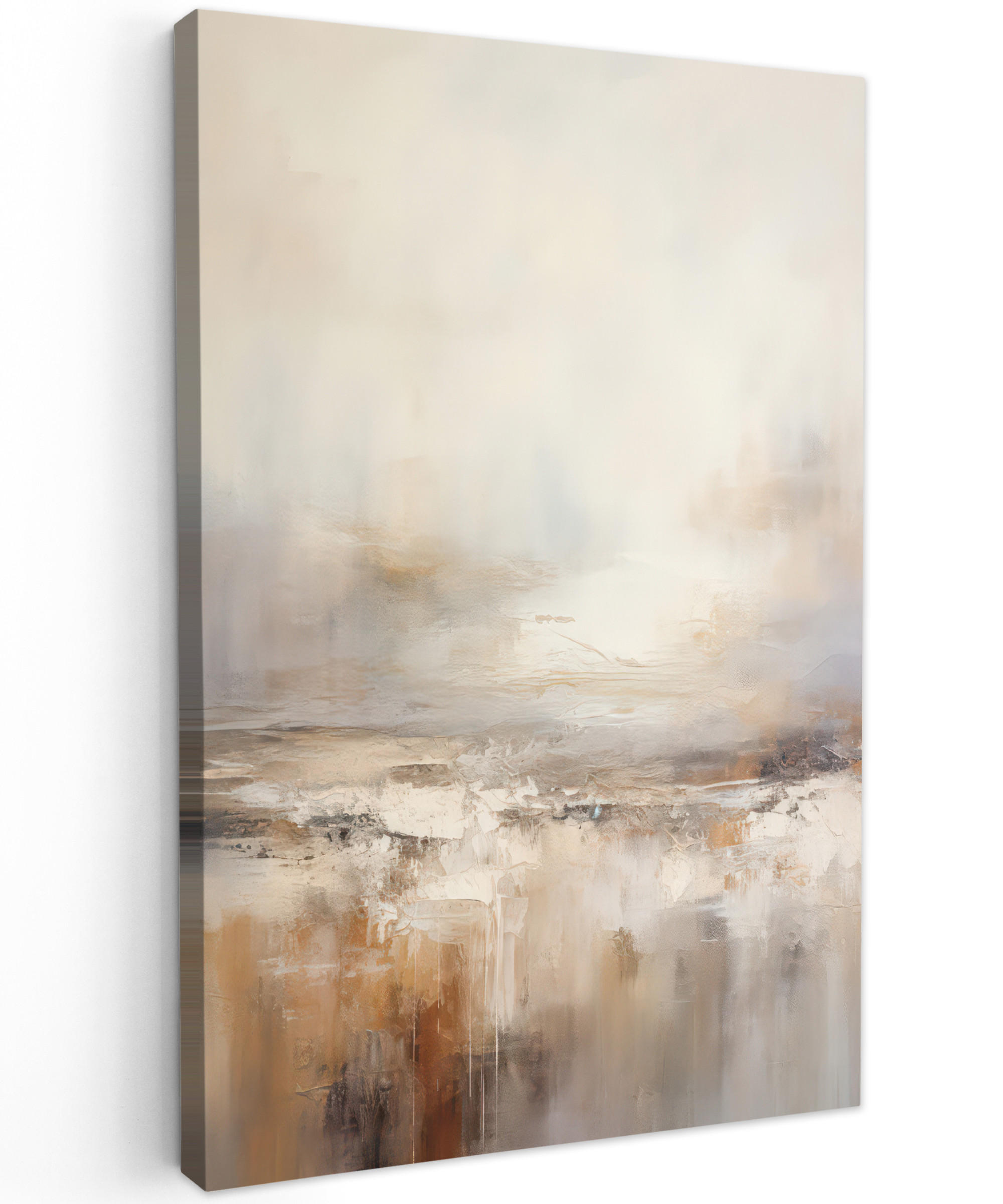 LEINWANDBILD Kunst - Industriell - Grau - Braun - Abstrakt Deko Groß 90x140 cm - Sandfarben, Textil (90/140cm) - MuchoWow