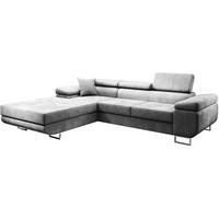 ECKSCHLAFSOFA Alons verstellbaren Kopfstützen, Hellgrau, links - Chromfarben/Hellgrau, Textil (275/203cm) - Beautysofa