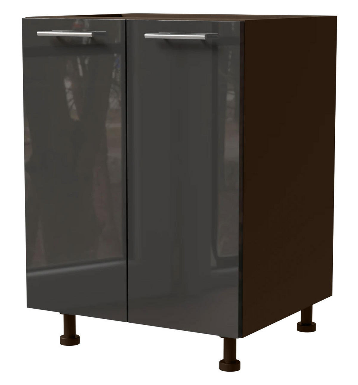 KÜCHENUNTERSCHRANK Essen D11/60 Graphit Hochglanz / Lava Matt 60 / 50 / 82cm - Dunkelgrau/Graphitfarben, Holz/Holzwerkstoff (60/82/50cm) - Feldmann-Wohnen