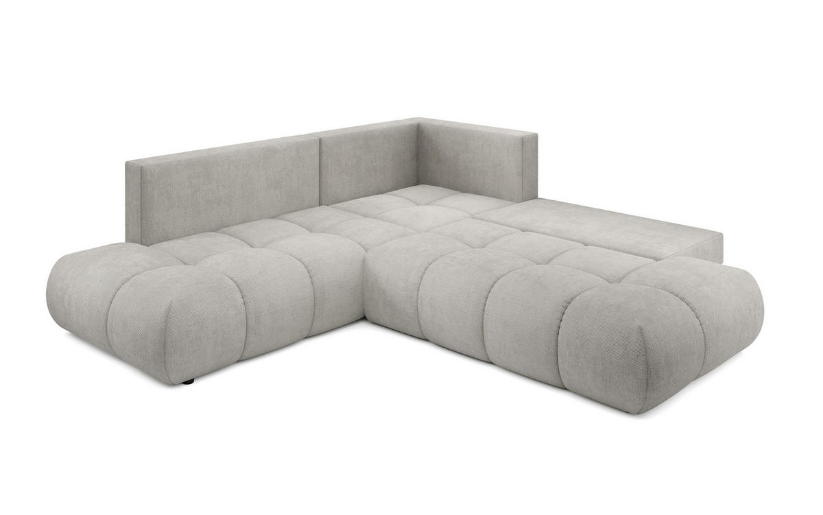 ECKSOFA DUCA II L-S Hellgrau Chenille mit Schlaffunktion - Hellgrau, Holz (266.5/266.5cm) - MASSENO
