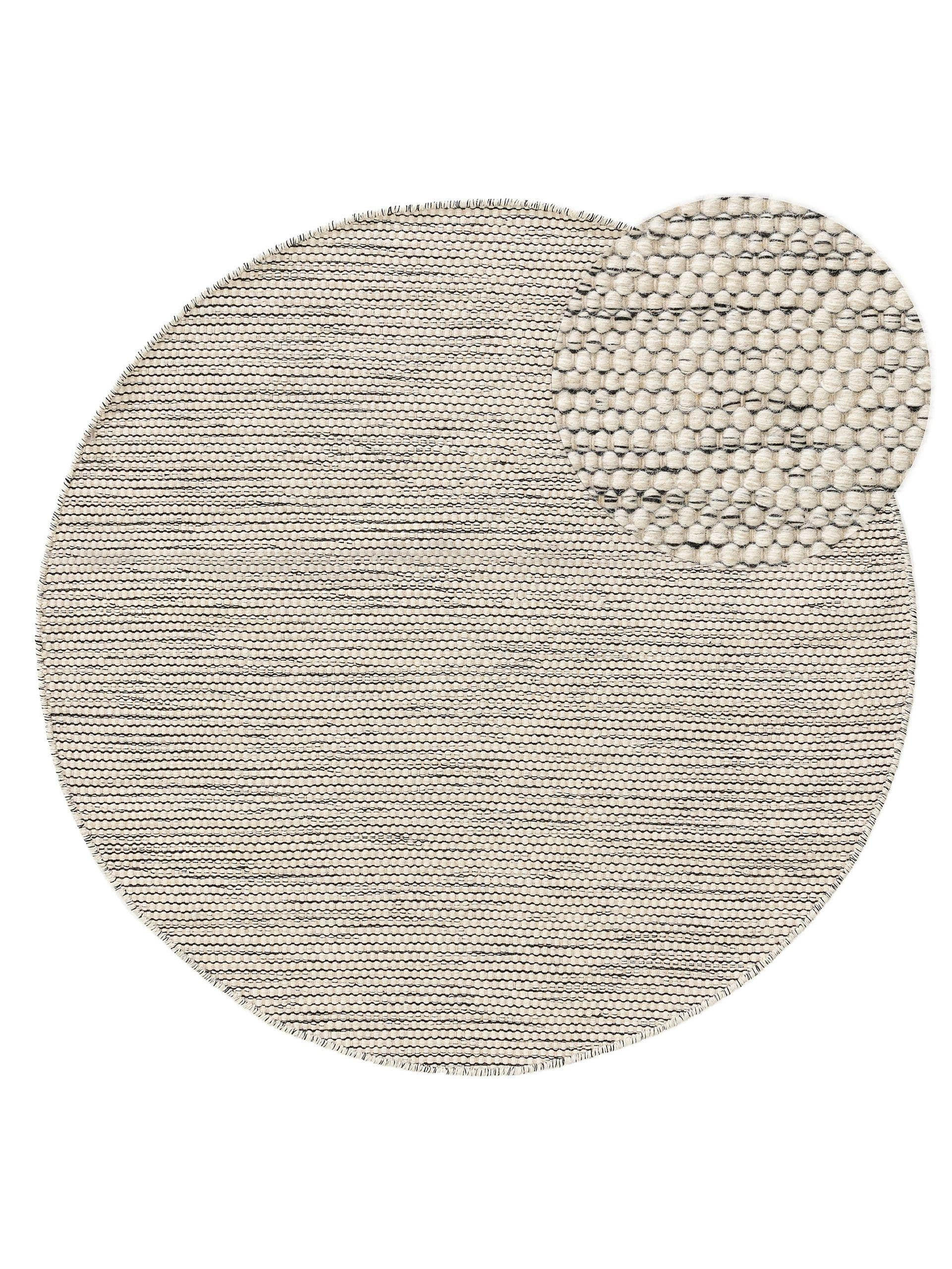 WOLLTEPPICH Rocco Beige/Schwarz ø 250 cm rund - Beige, Textil (250/250cm) - benuta Pure
