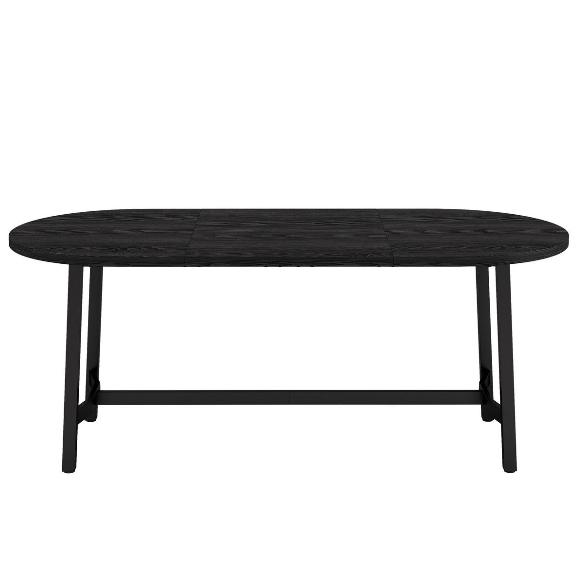 ESSTISCH 180x80cm Abgerundete Ecken Eisenbeine Schwarz - Schwarz, Metall (80/180/75cm) - FLIEKS