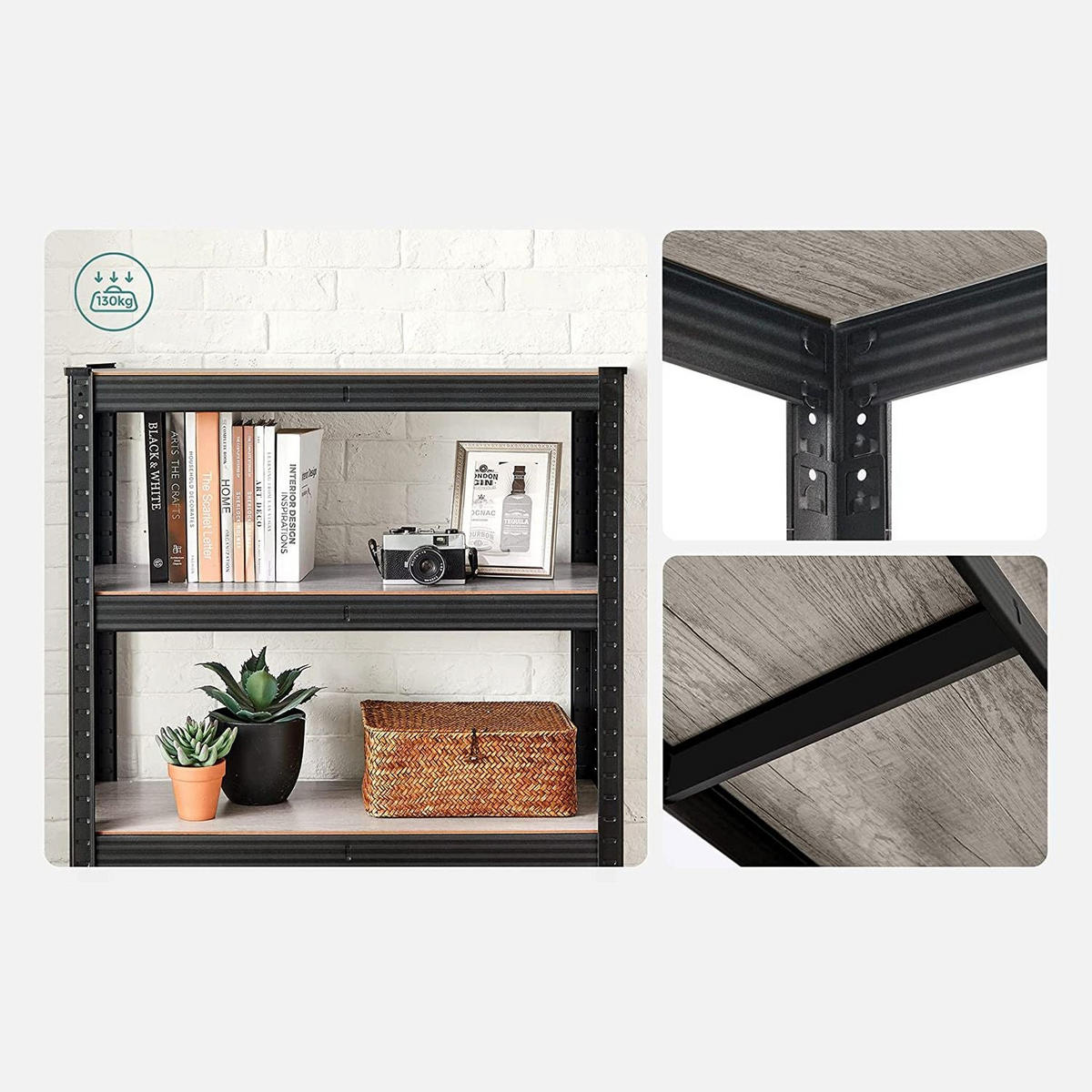 STANDREGAL - Schwarz, Metall (75/150/30cm) - Hansiro
