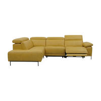 ECKSOFA Linus Echtleder mit 1 x Relaxfunktion Senfgelb - Gelb, Leder/Metall (220/262cm)