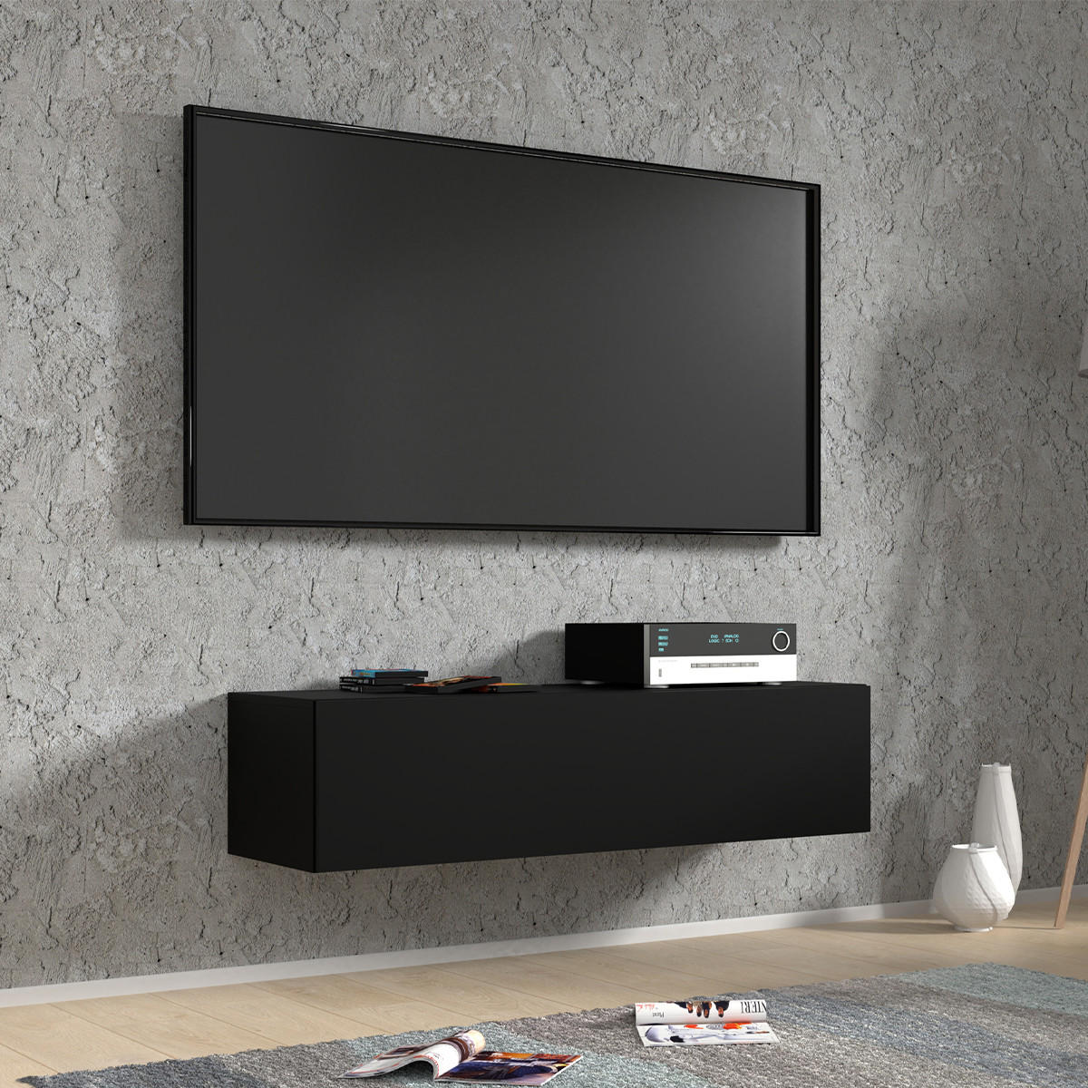 TV STOLEK Bali Matná černá - černá, kompozitní dřevo (120/30/40cm) - Petits-meubles