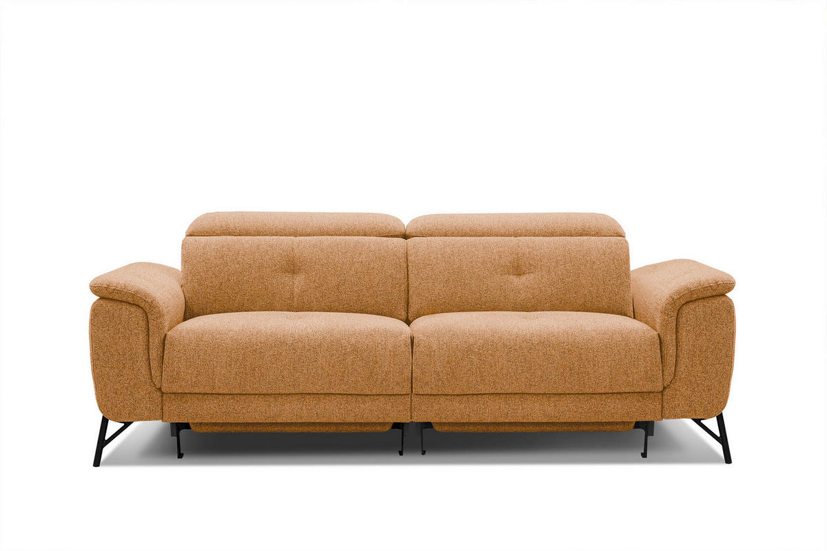 SOFA AVENA 3-Sitzer mit 2 Relaxfunktionen, orange - Orange, Holzwerkstoff/Textil (204/80/108cm) - Courtois Laville