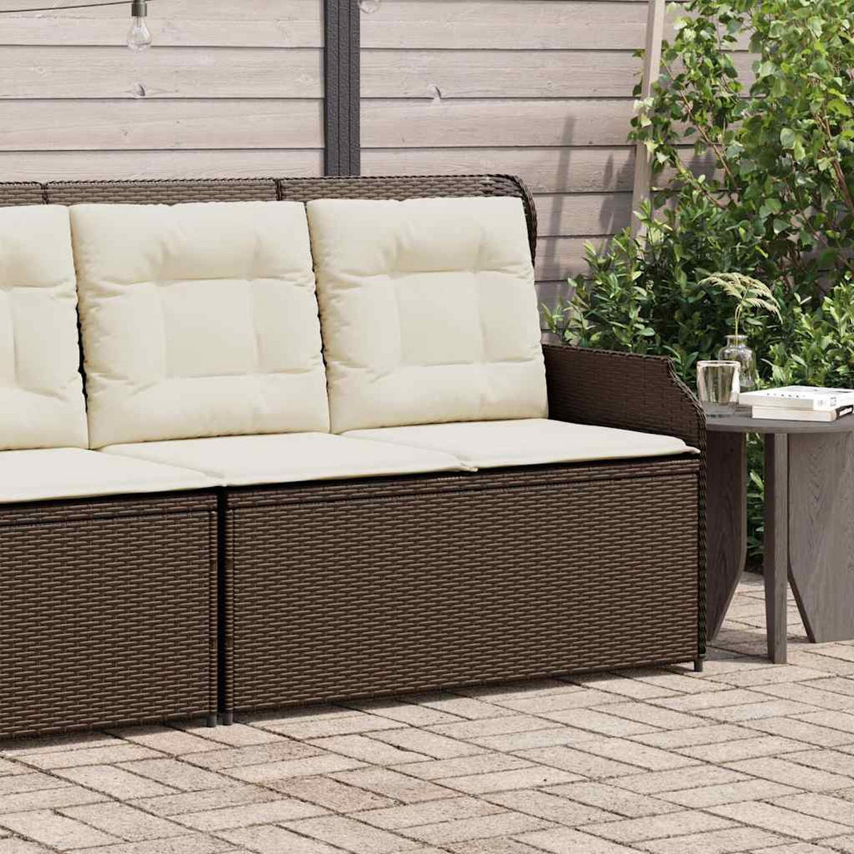 GARTENBANK Verstellbar mit Kissen Braun Poly Rattan - Braun, Kunststoff (95/95/110cm)