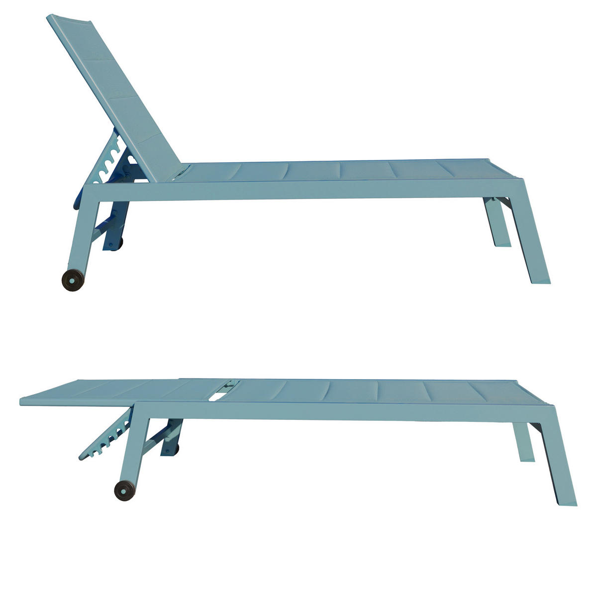 SONNENLIEGEN Barbados Hellblau und Hellblau 2er-Set - Blau, Kunststoff (61/95/198cm) - Happy Garden