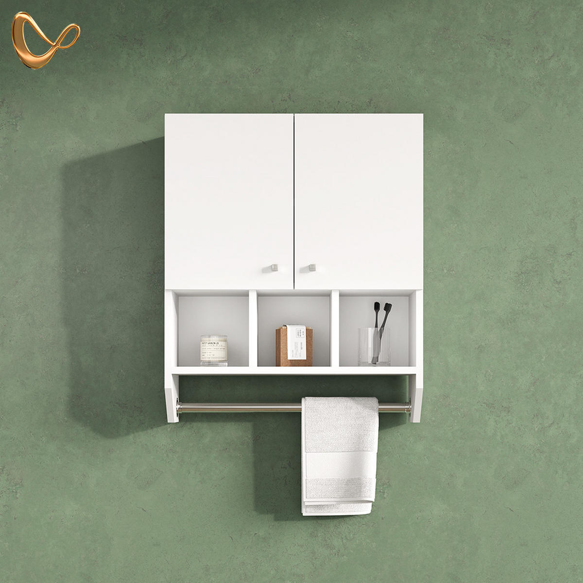 BADSCHRANK Fucino Weiß 59 x 70.5 cm Hängeschrank mit 2 Türen - Weiß, Holzwerkstoff (59/70.5/22cm) - Livinity®