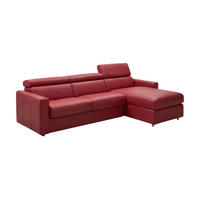 ECKSOFA Morris Echtleder mit Bettfunktion Rot - Rot, Leder/Metall (223/170cm)