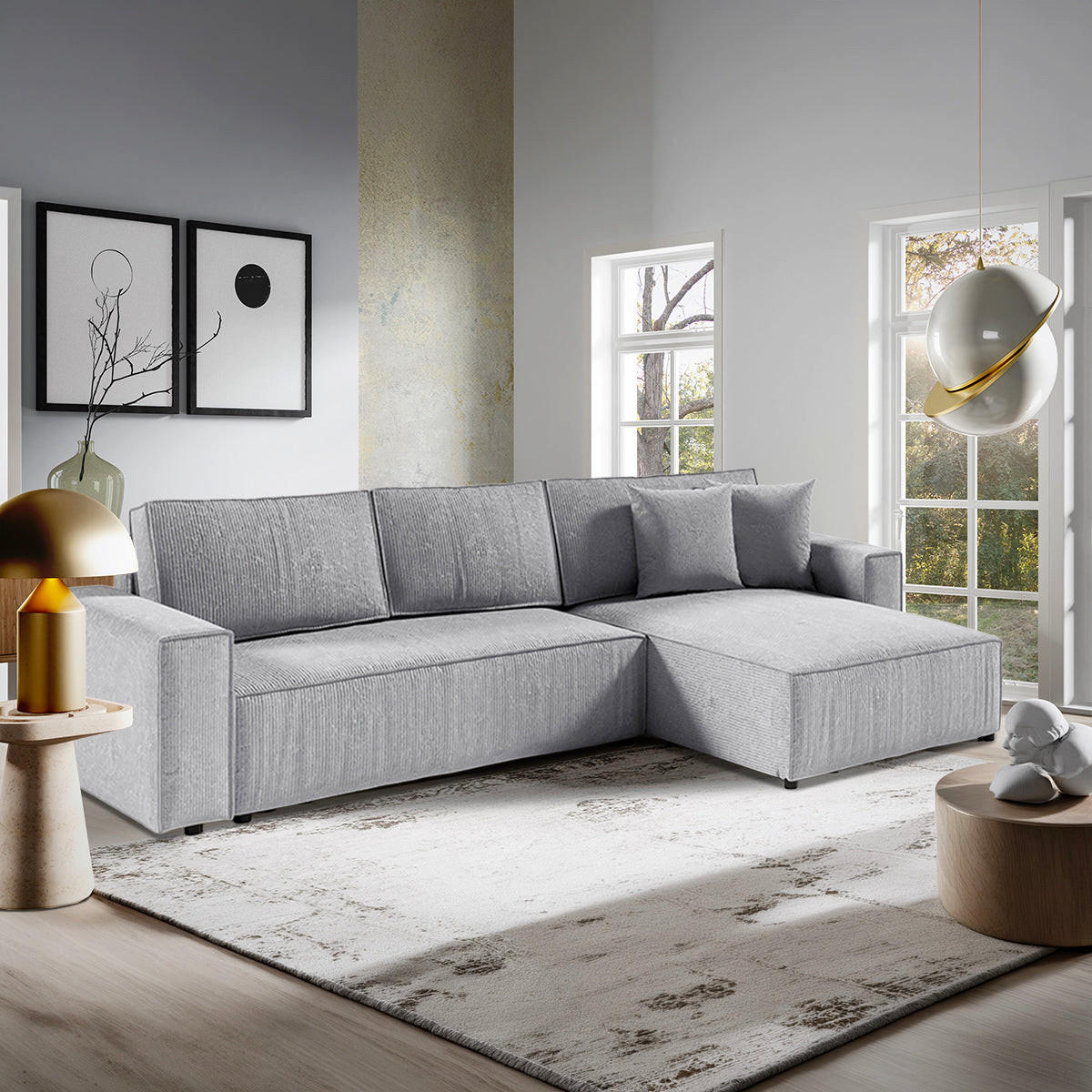 ECKSOFA Isaac 4 Sitzplätze Hellgrau - Grau, Holzwerkstoff (294/185cm) - Petits-meubles