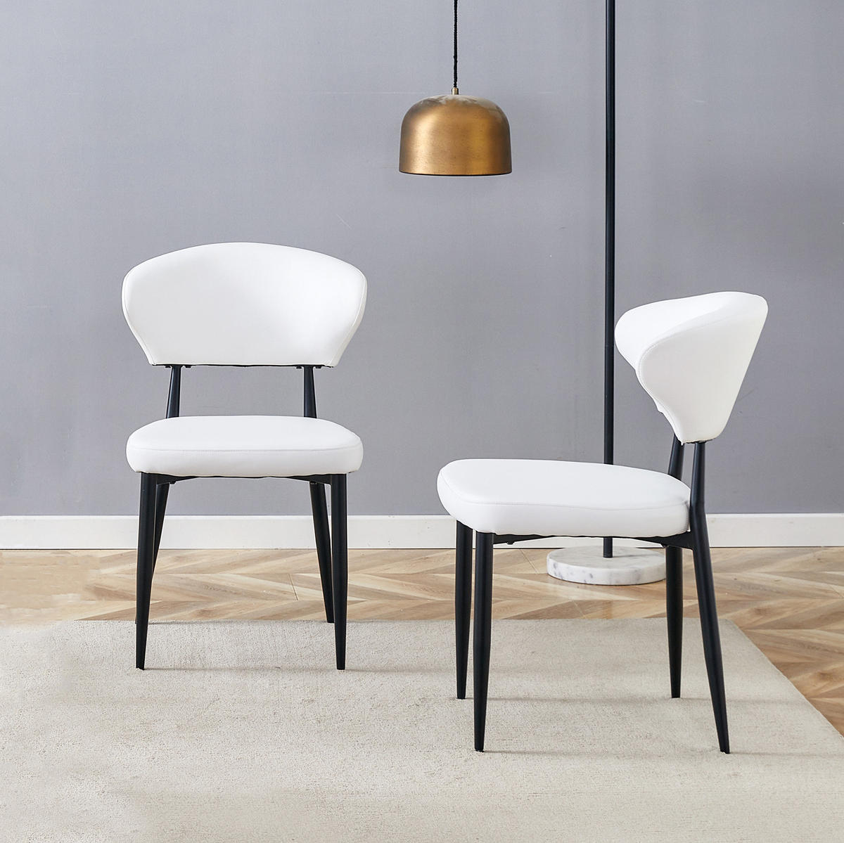 ESSZIMMERSTUHL ergonomisch 2er-Set Weiß mit schwarzen Metallbeinen - Weiß, Metall (45/80/50cm) - Meubliv